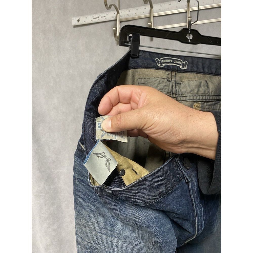 NWT Robin's Jeans Men 44 R‎ Pocket Long Flap Swarovski Rhinestone Studs Straight - Picture 16 of 16